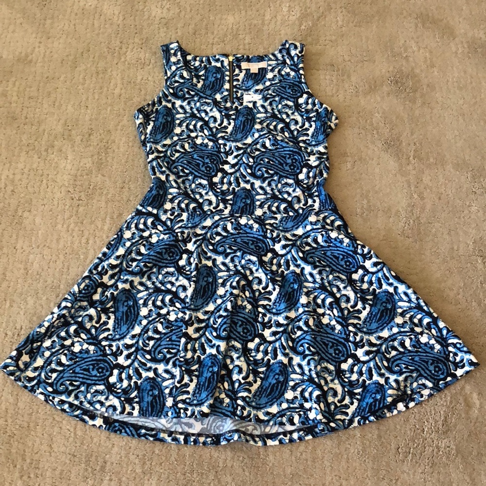 Blue and White Paisley Dress